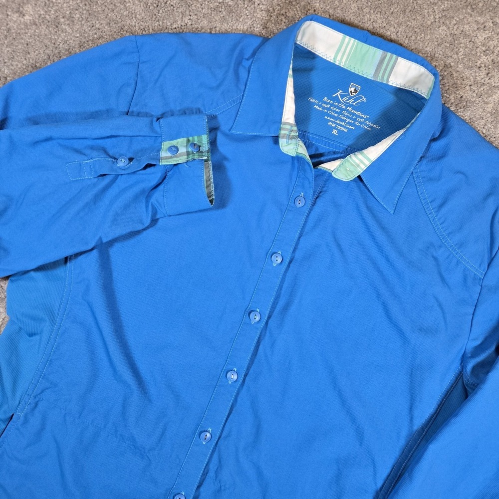 KUHL Wunderer Long Sleeve Collared Women's Button Down Blue Lightweight Hiking